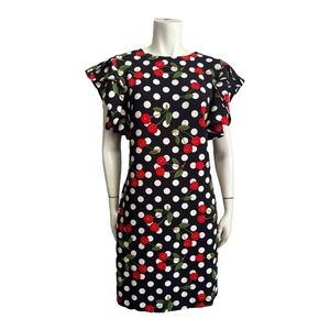 Retro Polka Dot Cherry Dress YMY Black White Red Women’s Size XL
